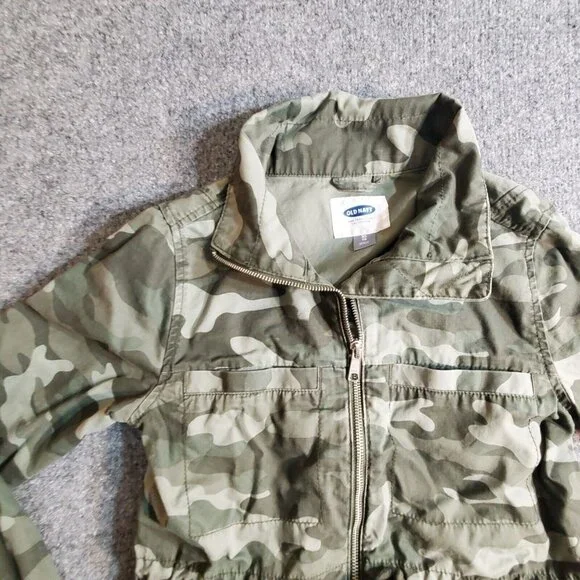 OLD NAVY Women’s Army Camo Flag Utility Full Zip Jacket Flap pockets Sz XS Small - Picture 3 of 13